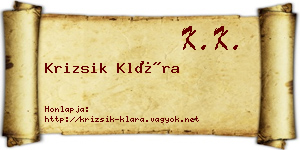 Krizsik Klára névjegykártya